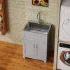 Bathroom Sink Vanity Laundry Utility Cabinet With Stainless Steel Sink Combo - Gray - Image 7