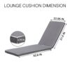 2 Pieces Set Outdoor Lounge Chair Cushion Replacement Patio Furniture Seat Cushion Chaise Lounge Cushion - Antique Gray / White - Image 3
