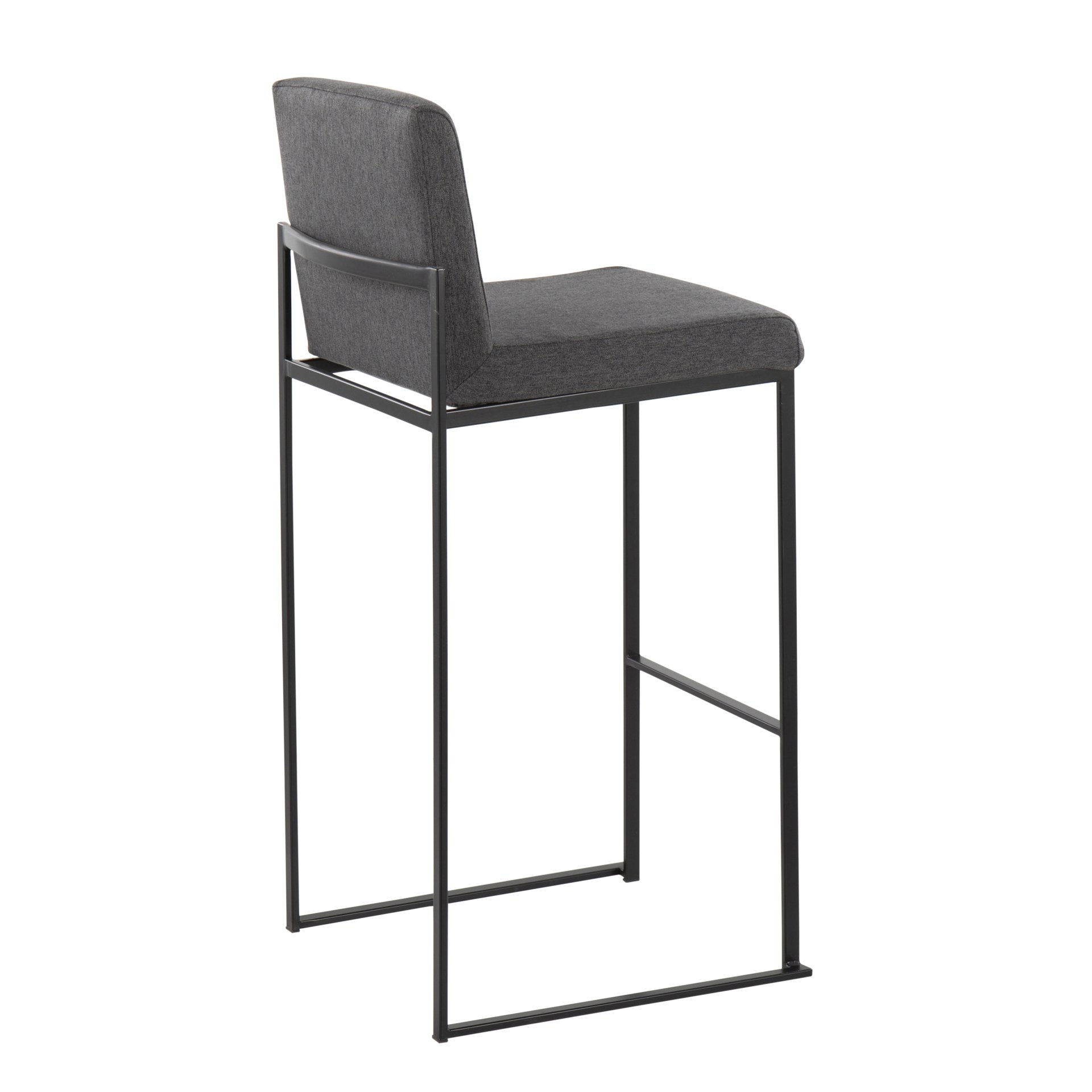 Fuji - Contemporary High Back Barstool (Set of 2) - Black / Charcoal - Image 4