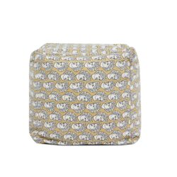 Pouf Luxury Oversized Bean Bag Cube Ottoman - Apollo Bust Gold / Cream Embroidery