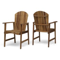 Outdoor Weather Resistant Acacia Wood Adirondack Dining Chairs Set (Set of 2) - Natural
