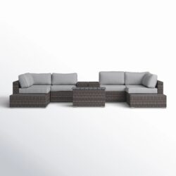 Rattan Wicker Patio Seating Set For 4 With Thick Cushions - Brown