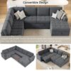 U-Shaped Sofa Sectional Sofa Pull-Out Sofa Bed With A Storage Chaise Lounge, Charging Devices For Living Room - Gray - Image 5