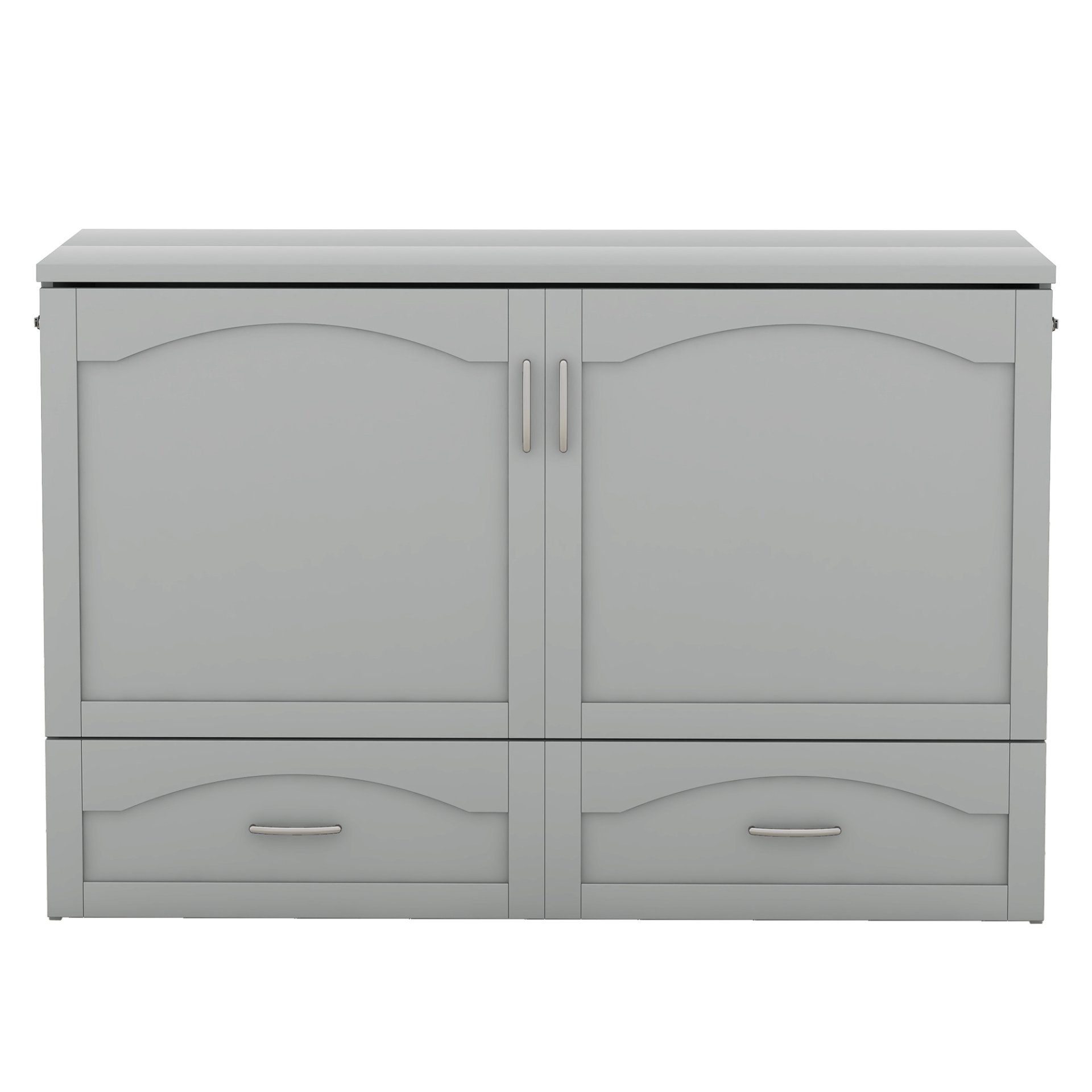 Queen Size Murphy Wall Bed With Drawer And A Set Of Sockets & USB Ports, Pulley Structure Design - Gray - Image 10