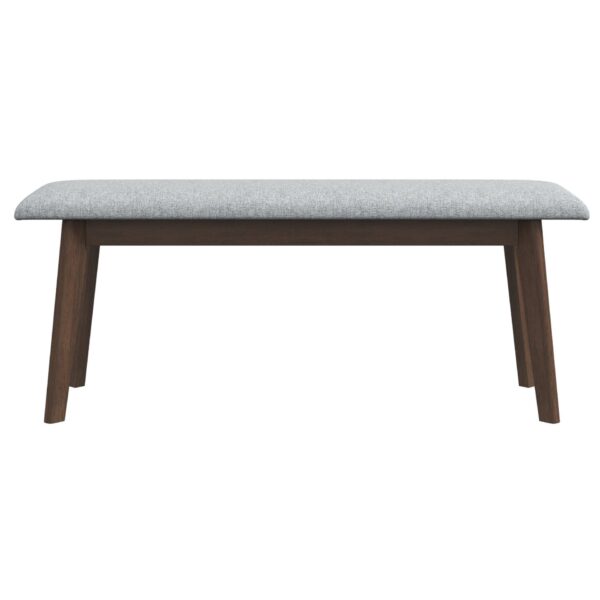 Carlos-Upholstered Solid Wood Bench - Gray