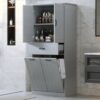 Stylish Bathroom Storage Cabinet With 2 Laundry Baskets - Gray - Image 5