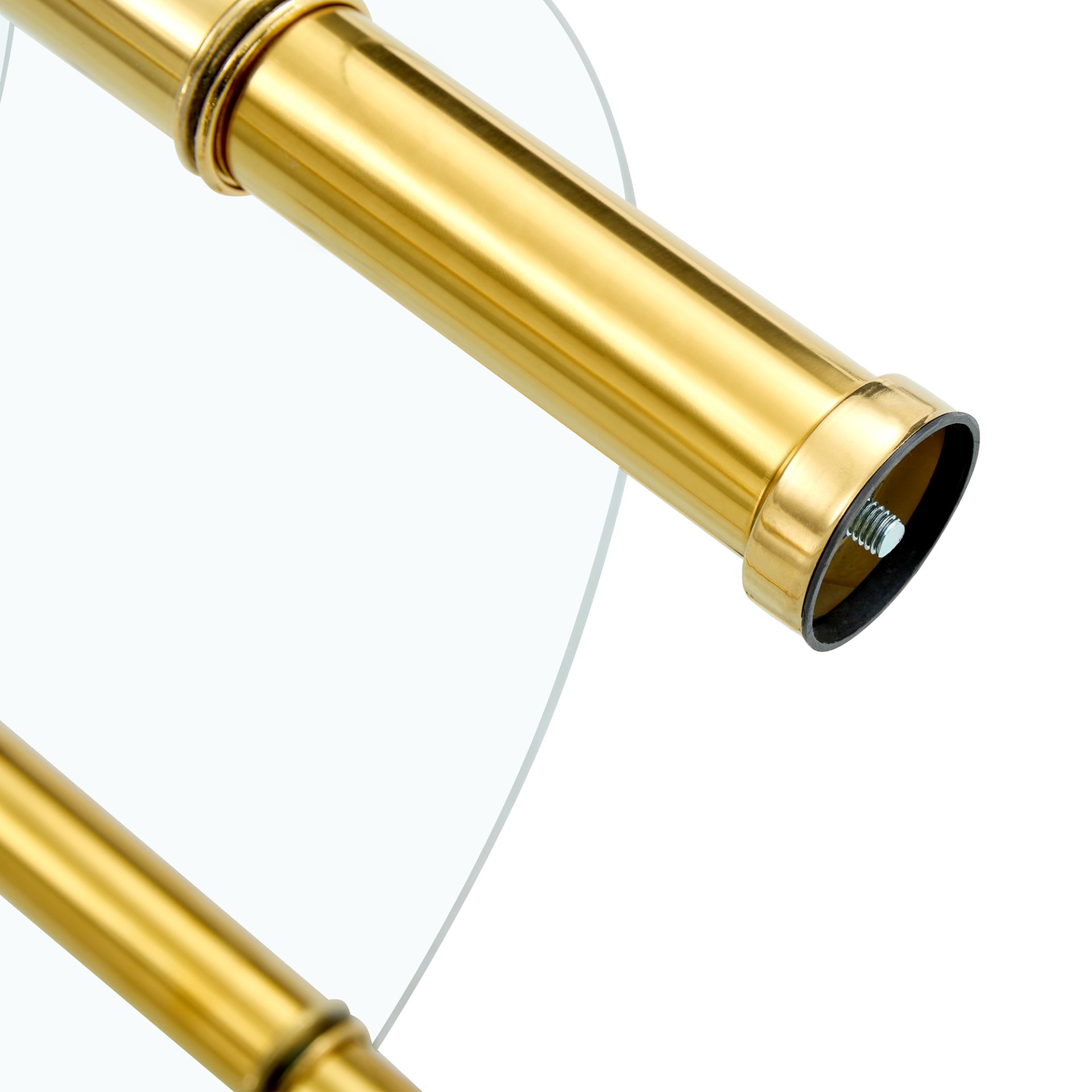 Contemporary Minimalist Double Layer Tempered Glass Coffee Table - Gold / Transparent - Image 4