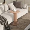 Mode - Leatherette Round C-Shaped Sofa Side Table - Saddle Brown - Image 6