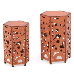 Selva - Accent Table Set Iron Construction - Orange