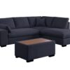Joshua - Woven Fabric Sectional Sofa With Right Facing Chaise and Console Ottoman - Dark Gray - Image 11