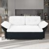 Modern Convertible Sleeper Sofa Bed With Pull Out Queen Design, Side Storage & Thick Cushions Chenille Loveseat For Living Room Or Bedroom 3 In 1 Function - - White - Image 4