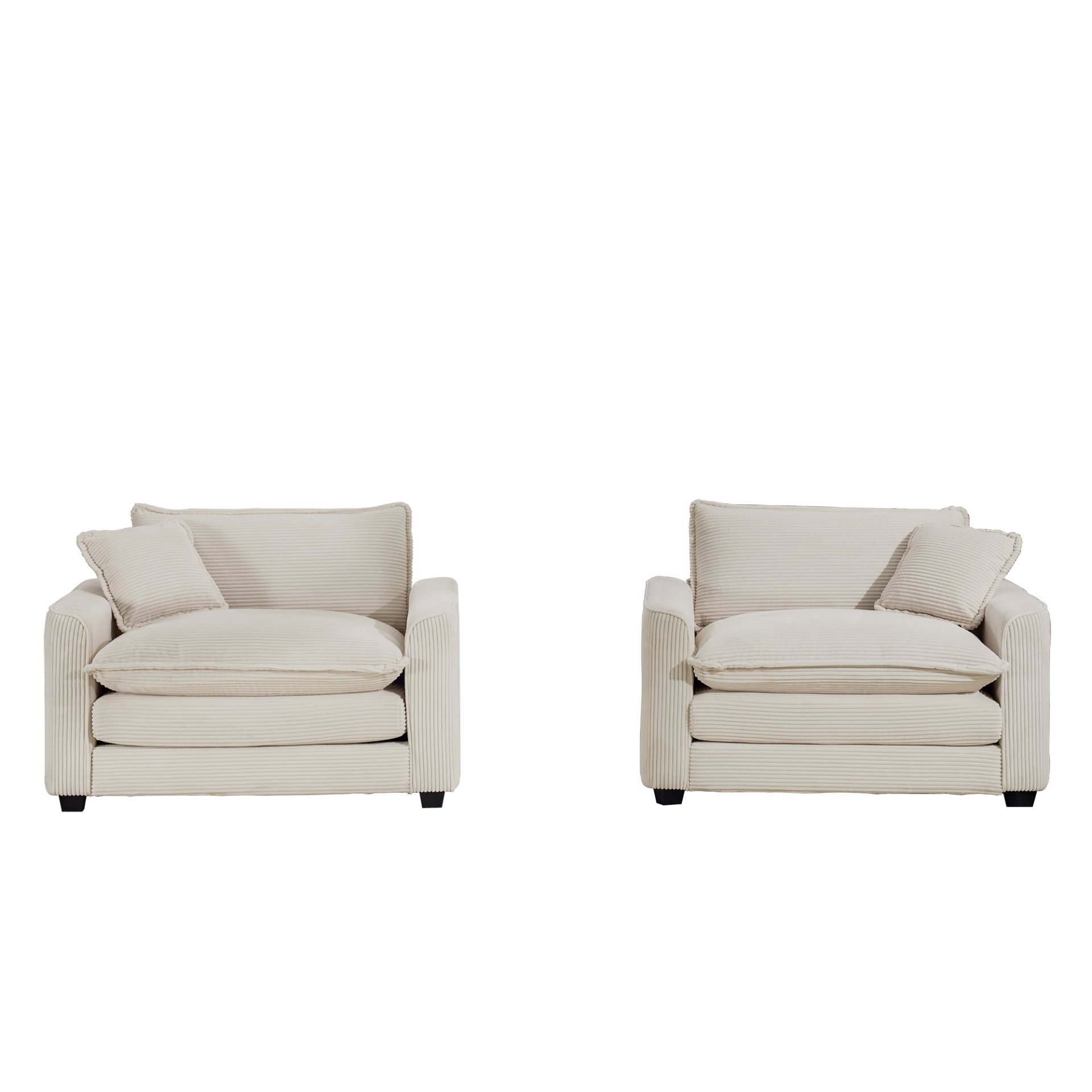 Luxurious And Sophisticated Deep Seated Sofa Set With 2 Single Sofas - Beige - Image 16