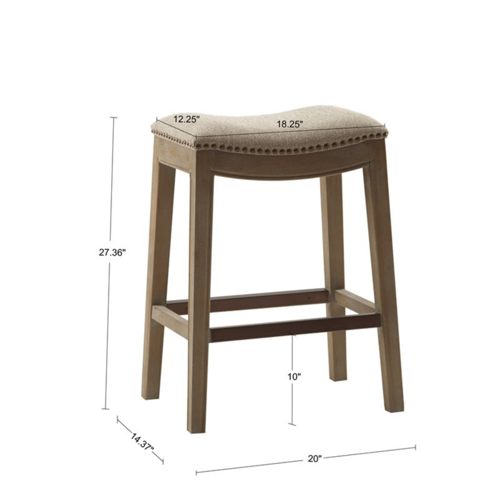 Saddle Counter Stool With High Density Foam - Linen - Image 3