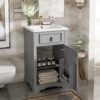 Bathroom Vanity With Ceramic Sink, Soft Close Door, Adjustable Shelf, And Storage Rack - Gray - Image 2