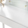 Modern Corner Makeup Vanity Desk With Large Storage, LED Mirror & Stool, Adjustable Brightness, Space Saving - White - Image 13