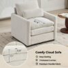 Cozy Upholstered Sofa Set Oversized Comfy Cloud Sofa Double Cushion Sofa Group Plush Cushion Sofa Couch For Living Room - Beige - Image 5