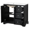 36'' Transitional Bathroom Vanity With Sink, Soft Close Doors, Adjustable U Shaped Shelf, 3 Drawers Including Divided Drawer - Black - Image 14
