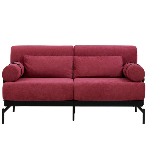 Modern Loveseat Sofa 59" Sofa Couch 2 Seater With USB Ports, Unique Cylindrical Armrests - Red