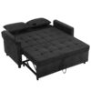 Contemporary Loveseat Sofa Bed Sleeper With Reversible Backrest Side Pockets USB Ports Phone Holder Chenille - Black - Image 19