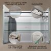 LED Lighted Bathroom Medicine Cabinet With Mirror, 30 x 26", Recessed Or Surface LED Medicine Cabinet, Defog, Stepless Dimming, Color Temper Change, 2 Outlets, Storage Shelves - Silver - Image 7