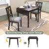 3 Piece Kitchen Dining Set With Drop Leaf Dining Table And 2 Dining Upholstered Chairs, Dining Room Set For Small Places - Espresso - Image 4