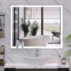 LED Bathroom Vanity Mirror Wall Mounted Adjustable White / Warm / Natural Lights Anti-Fog Touch Switch With Memory Modern Smart Large Bathroom Mirrors - Silver - Image 5