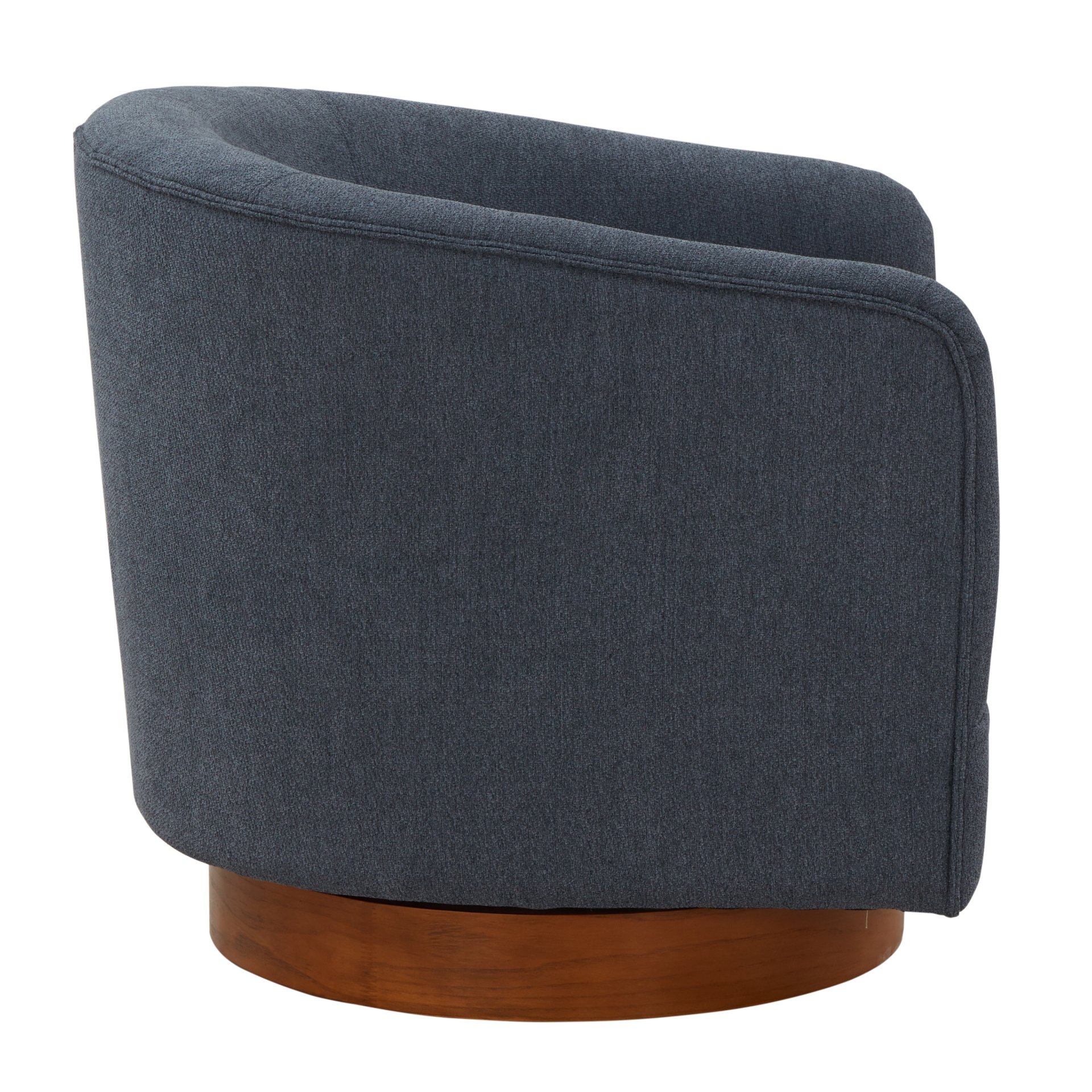 Miramar - Chenille Swivel Chair With Wooden Base And Plush Cushion - Blue - Image 15