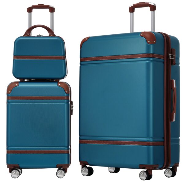 Hardshell Luggage Sets 3 Pieces 20" / 28" Luggages And Cosmetic Case Spinner Suitcase With Tsa Lock Lightweight - Blue