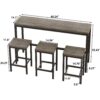 Modern Design Kitchen Dining Table Set With 3 Stools - Brown Gray - Image 3