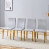 Exquisite 4 Dining Chairs Set With Metal Legs And Comfortable Sponge Filling - Light Gray - Image 2