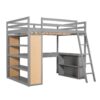 Full Size Loft Bed With Ladder, Shelves, And Desk - Gray - Image 17
