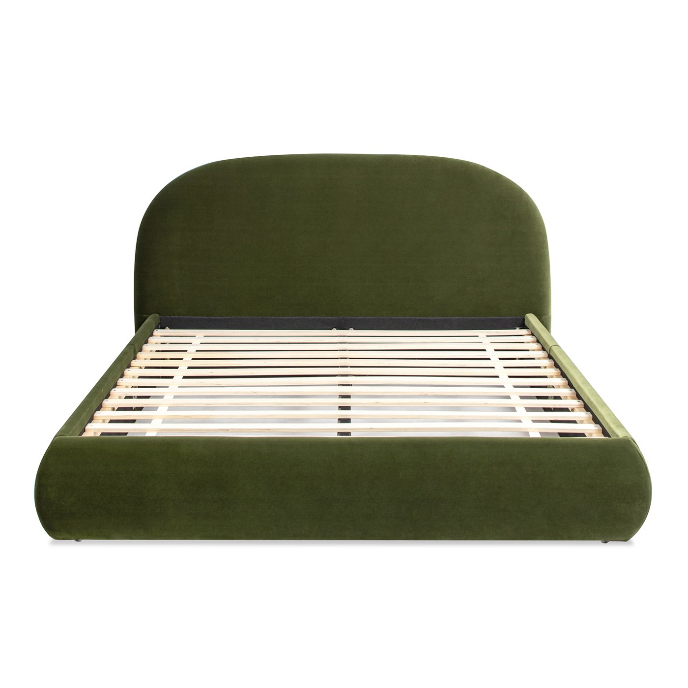 Archie - Queen Puffy Grounded Upholstered Platform Bed - Olive Green - Image 4