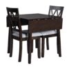 3 Piece Kitchen Dining Set With Drop Leaf Dining Table And 2 Dining Upholstered Chairs, Dining Room Set For Small Places - Espresso - Image 9