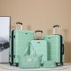 Luggage Set Of 5 Pieces, Expandable Hard Pc Luggage Set With Tsa Lock For Rotating Wheels, Lightweight Rolling Luggage - Light Green - Image 2