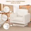 360° Modern Swivel Accent Chairs Round Armchair, Thick Padded Lounge Sofa Upholstered Comfy (Set of 2) - Cream - Image 5
