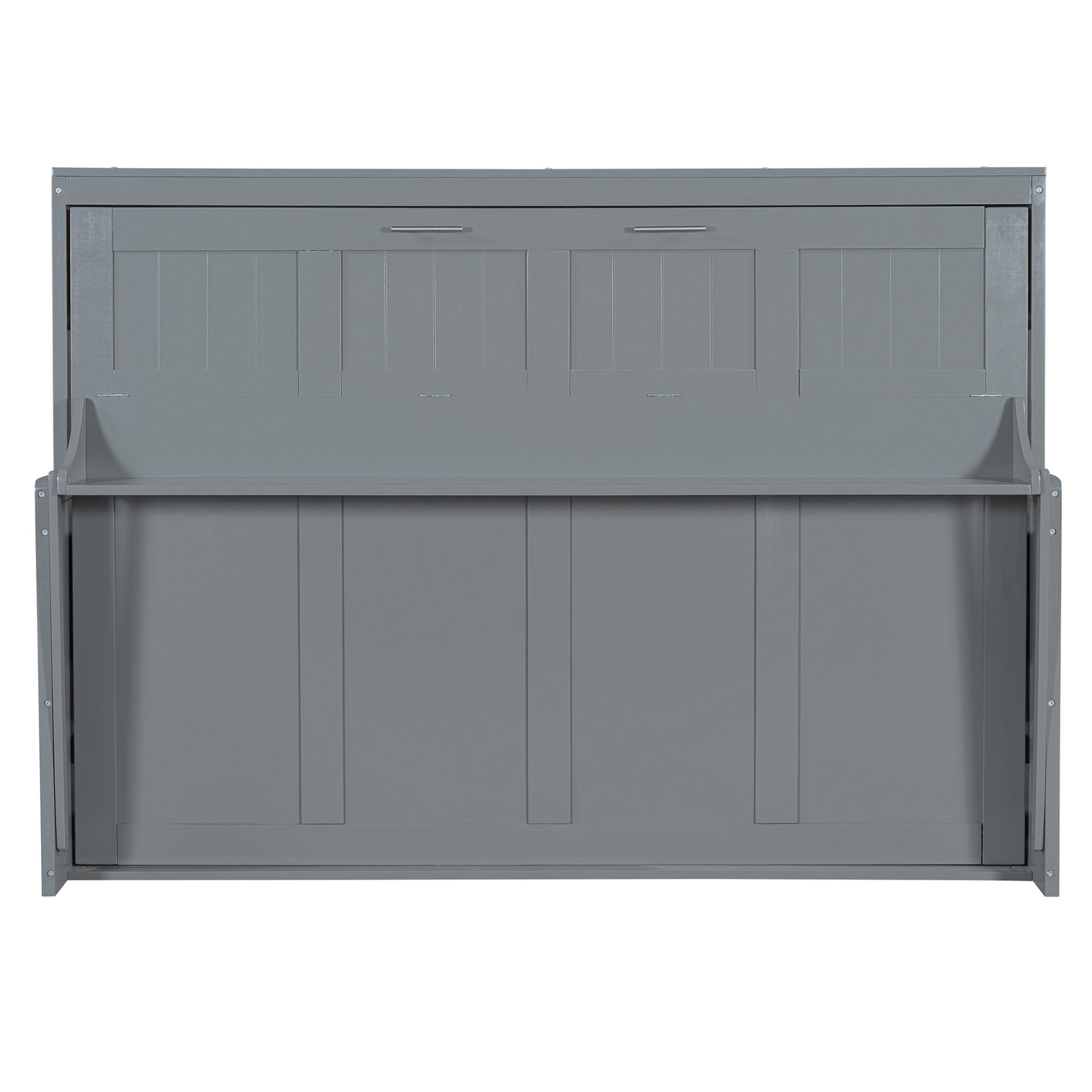 Full Size Murphy Bed With Hydraulic Lift & Desk Design - Gray - Image 3
