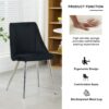Modern Velvet Dining Chair With Chrome Metal Legs For Home And Office (Set of 4) - Black - Image 6