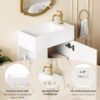 Floating Bathroom Vanity With Resin Basin, Left Side Storage - White - Image 7