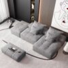 Modern Oversized Modular Sectional Sofa With Ottoman, Seat, Chaise Lounge And Armrest, Sparkling Chenille Fabric Soft Cushion Sofa With 4 Pillows, 4 Pieces Diy Combination Tufted Sofa, No Assembly Required - Gray - Image 6