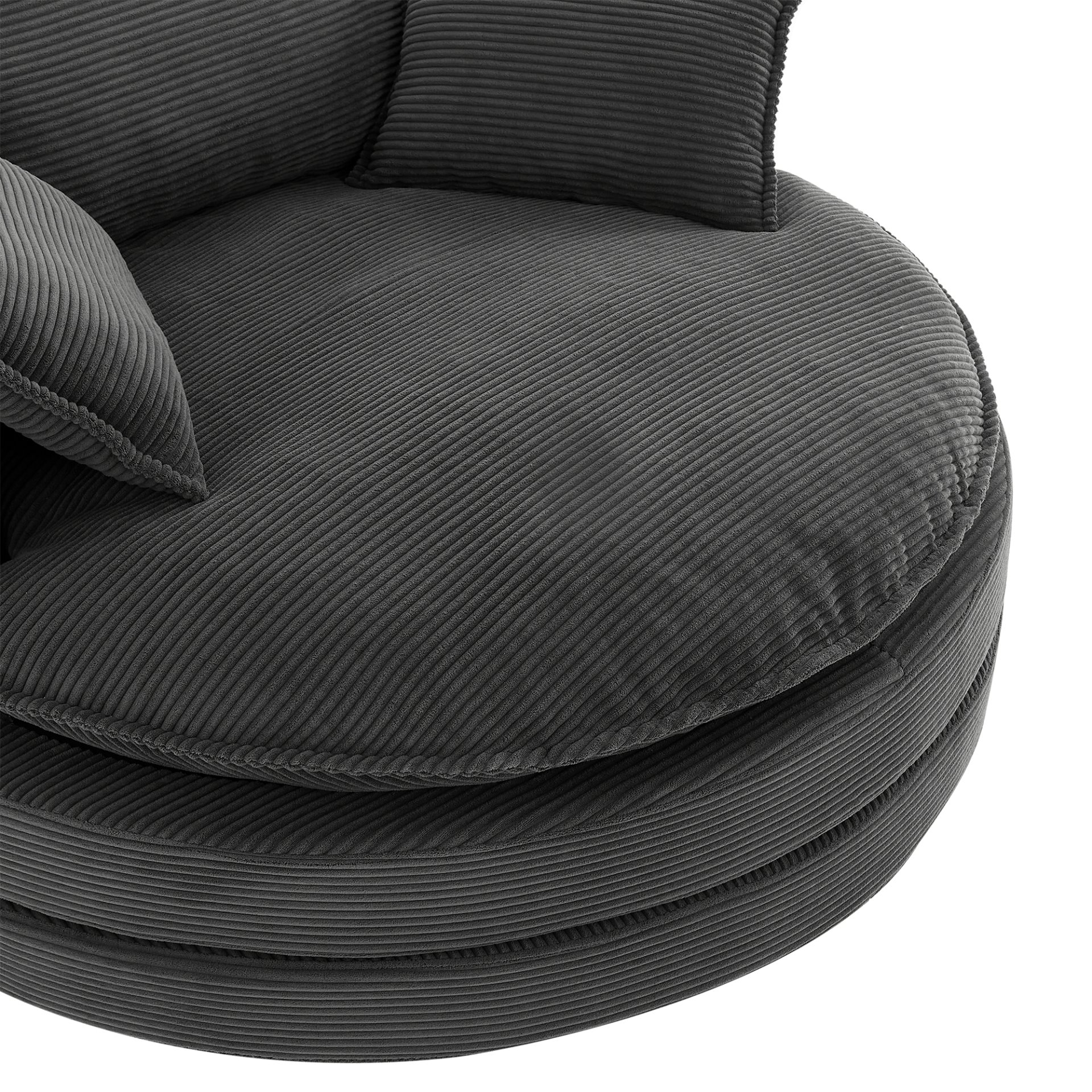 Modern 360° Swivel Sofa Chair With Dual Layer Cushion And Removable Pillows Corduroy - Black - Image 19