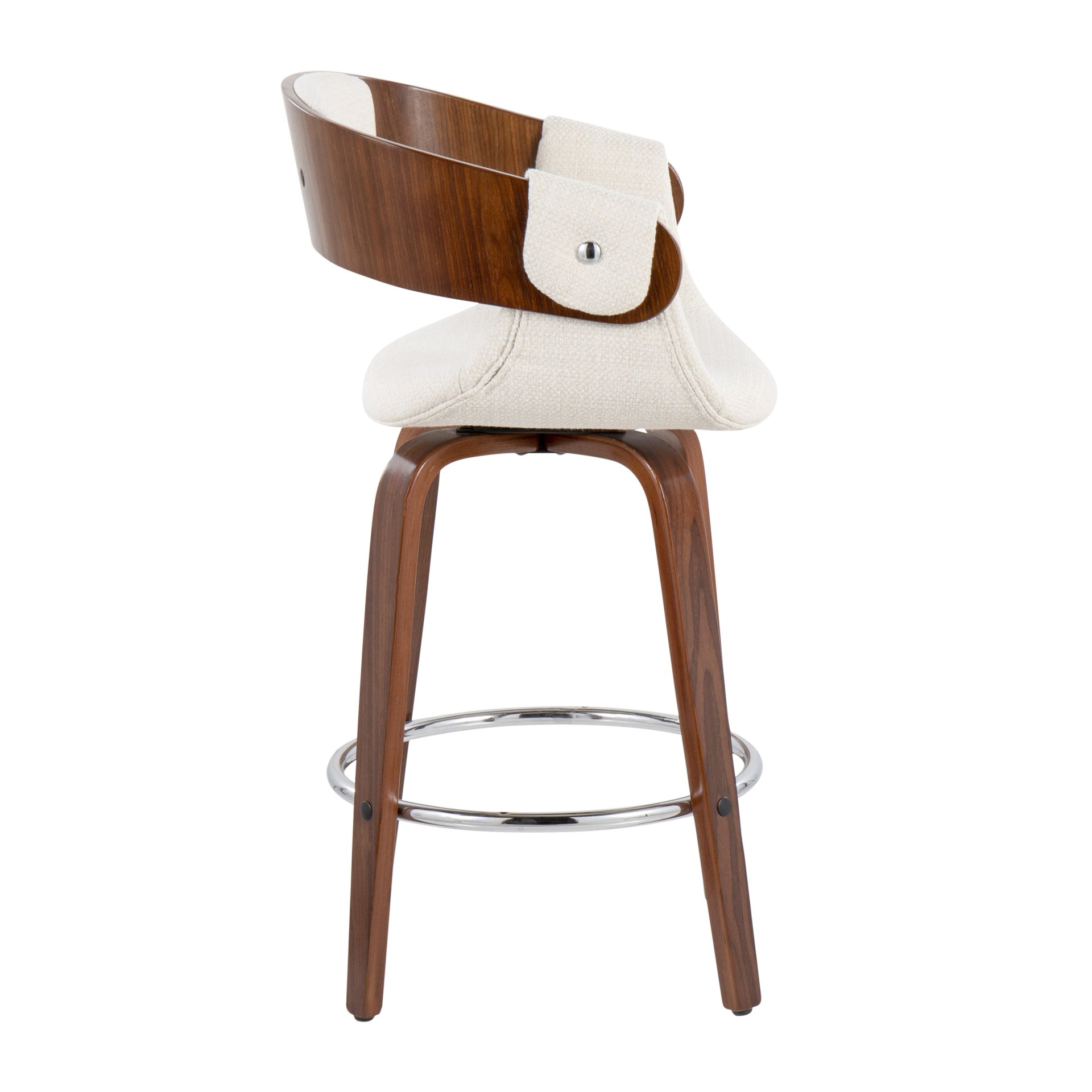 Elisa - Mid-Century Modern Counter Stool (Set of 2) - Walnut / Cream - Image 3