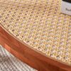 Modern Minimalist Circular Double Layer Solid Wood Coffee Table With Glass Top, Rattan Layer - Walnut - Image 9