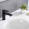 Modern Bathroom Sink Faucet Single Handle Brass Countertop Mount - Matte Black - Image 5