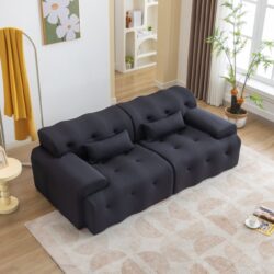 Large Size 2 Seater Sofa, Pure Foam Comfy Sofa Couch, Modern Lounge Sofa For Living Room, Apartment - Dark Gray