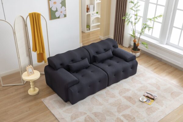 Large Size 2 Seater Sofa, Pure Foam Comfy Sofa Couch, Modern Lounge Sofa For Living Room, Apartment - Dark Gray
