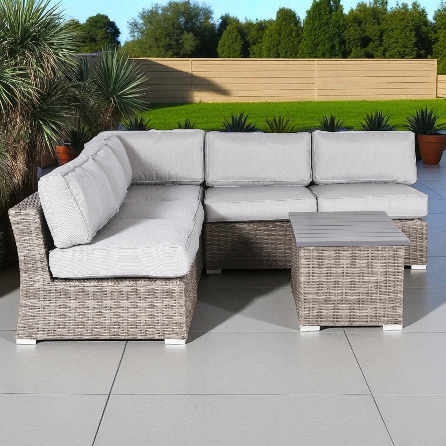 Sofa Set With Cushions For 4 Person Seating, All Weather - Gray Mix - Image 2