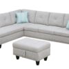 Alger - 98" Wide Left Hand Facing Sofa & Chaise With Ottoman - Light Gray - Image 8