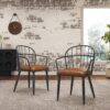 Industrial Inspired Upholstered Dining Chair Set With Metal Legs (Set of 2) - Brown - Image 2