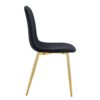 Luxury Simple Chair (Set of 4) Linen Cotton High Resilience Dining Chair With Metal en Legs - Black / Gold - Image 19