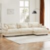 Super Comfort Oversized Modular Sectional Sofa Couch With Movable Ottoman - Cream - Image 7